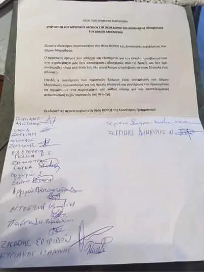 Έγγραφο υποστήριξης της κοινότητας με τις συλλεγμένες υπογραφές σε μειωμένο μέγεθος για λόγους ιδιωτικότητας
